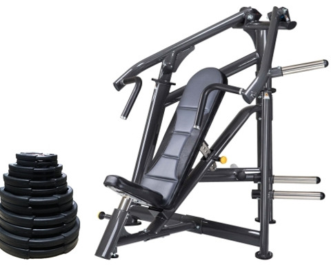 อุปกรณ์ฝึกความแข็งแรงกล้ามเนื้อหน้าอก (Chest Press) พร้อมแผ่นน้ำหนักหุ้มยาง 120 กิโลกรัม